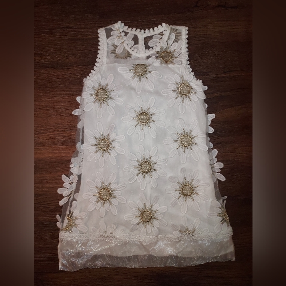 Girls Marie Nicole Boutique Size 8 3XL White Floral 3D Sleeveless Dress